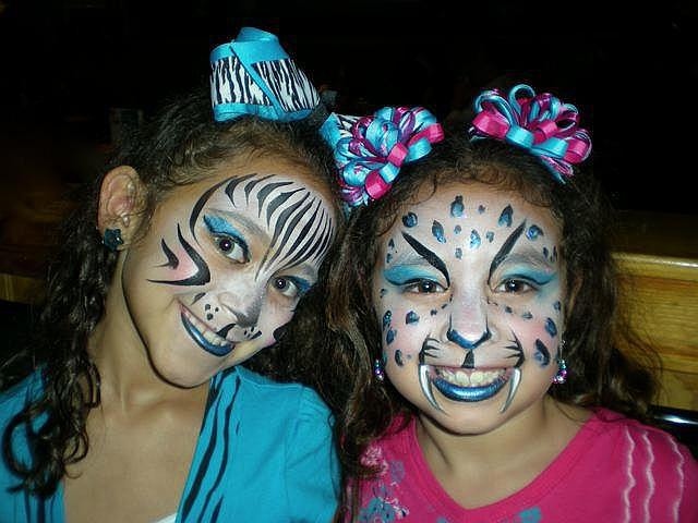 Snow Leopard and Zebra Face Painting at Restaurant